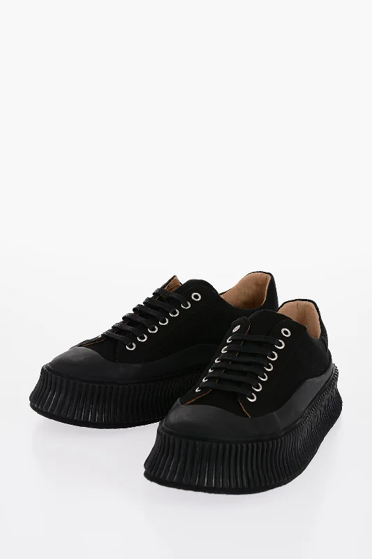 Men's Ergonomic Boots Jil Sander Lace-Up Canvas Sneakers With Chunky Sole