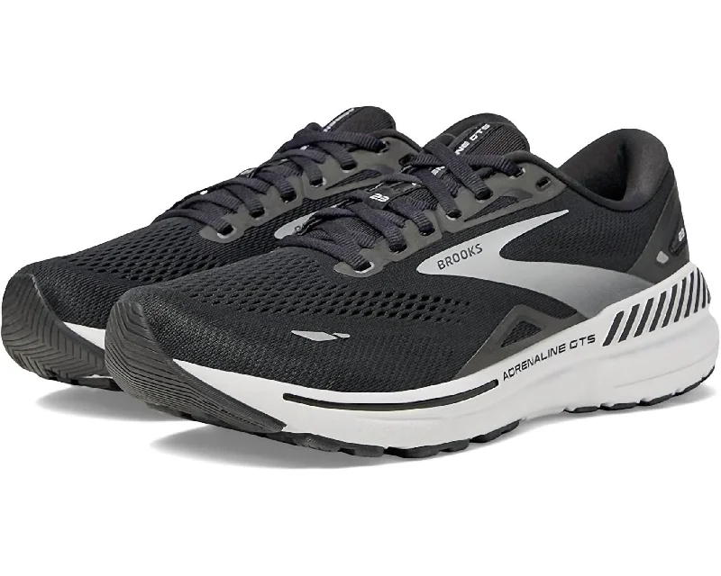 Men's Adrenaline Gts 23 Running Shoes In Black/silver/white