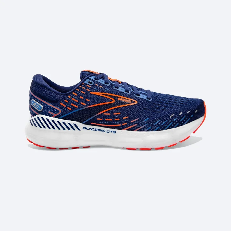 Men's Glycerin Gts 20 Running Shoes - 2E/wide Width In Blue Depths/palace Blue/orange