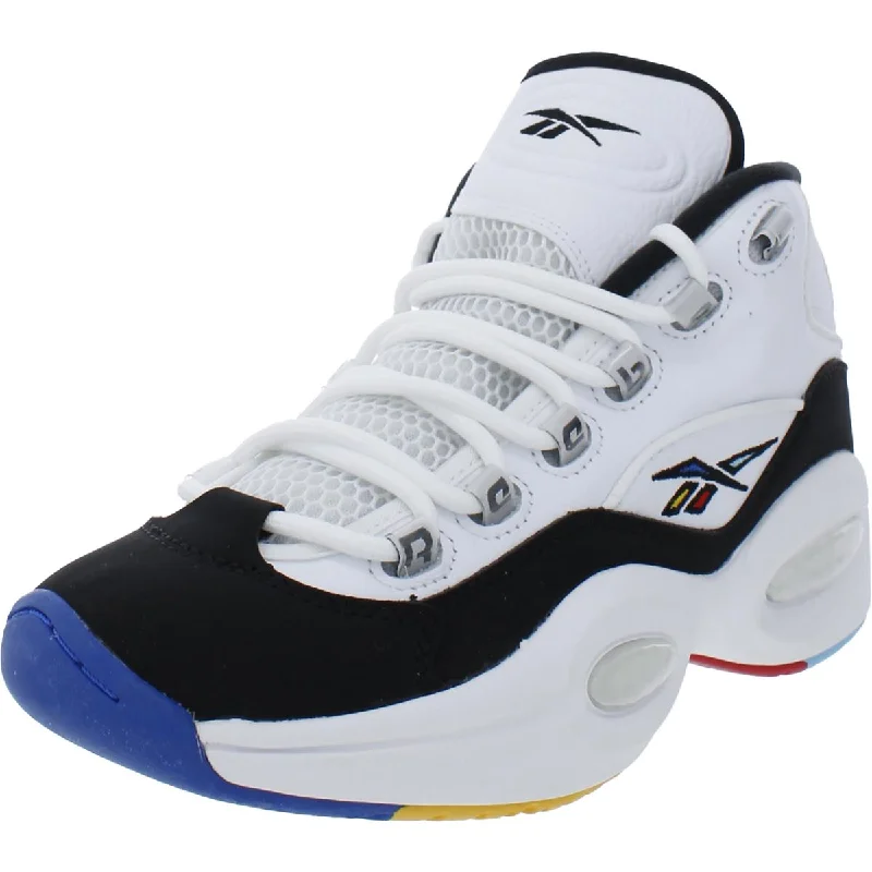 Question Mid Mens Leather Logo Basketball Shoes