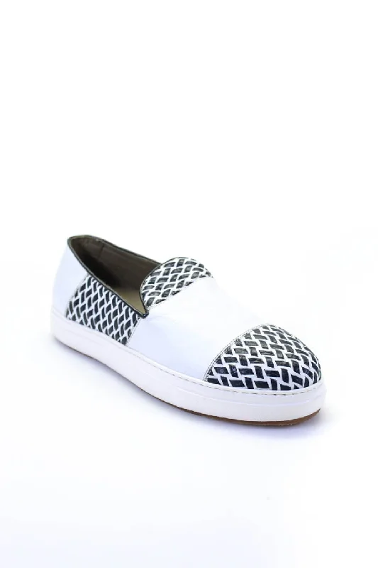 Tardini  Mens Slip On Alligator Leather Shoes White Black